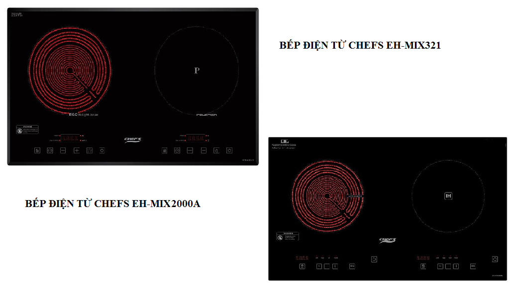 So sánh bếp điện từ đôi CHEFS EH-MIX321 và bếp điện từ đôi CHEFS EH-MIX2000A
