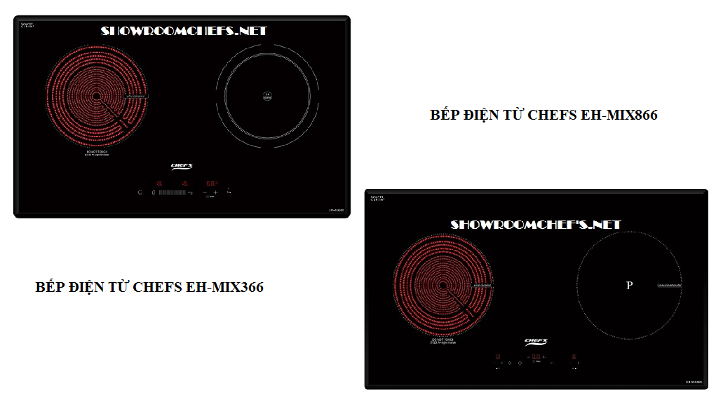 So sánh bếp điện từ đôi CHEFS EH-MIX366 và bếp điện từ đôi CHEFS EH-MIX866